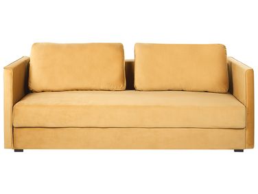 Sofa Bed 3 Seater EKSJO Velvet Mustard with Storage
