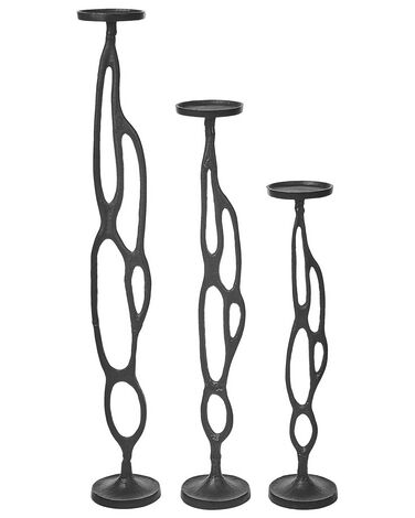 Set of 3 Candle Holders BUNI Metal 54/68/84 cm Black