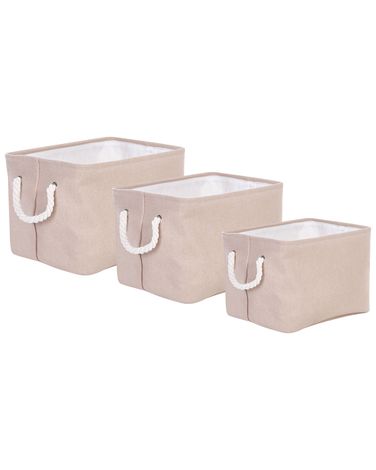 Set of 3 Baskets DARQAB Cotton Taupe