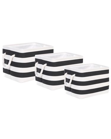 Set of 3 Baskets DARQAB Cotton Black/ White