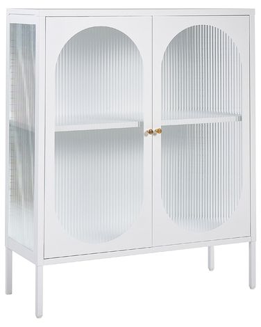 Glass Display Sideboard SARRE Metal 90 cm White