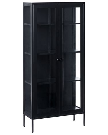 Glazen vitrinekast HARTY Metaal 80 cm Zwart