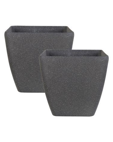 Set of 2 Plant Pots ZELI 34 cm Dark Grey