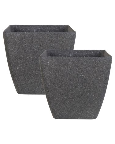 Set of 2 Plant Pots ZELI 42 cm Dark Grey
