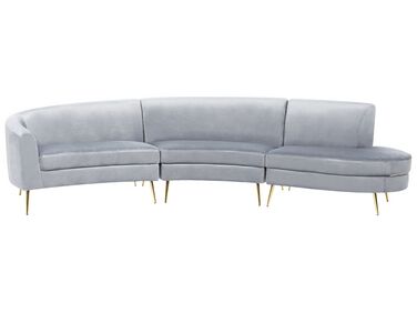 Halfronde bank 4-zits MOSS Fluweel Lichtgrijs