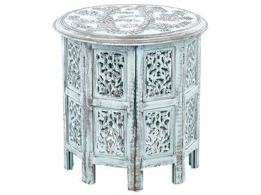 Table d'appoint BORAI Bois de manguier Bleu clair