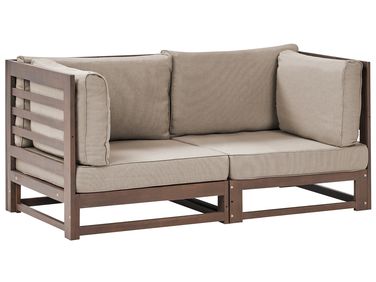 Tuin loungebank 2-zits TRANI modulair Gecertificeerd acaciahout Donkerbruin