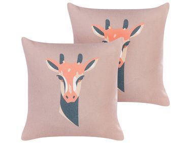 Set van 2 sierkussens CANDELABRA 45 x 45 cm Roze dierenprint