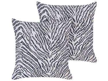Set van 2 sierkussens MANETTI 45 x 45 cm Zwart/wit dierenprint