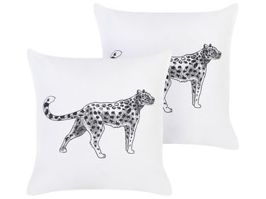 Set van 2 sierkussens MARULA Katoen 45 x 45 cm Wit dierenprint
