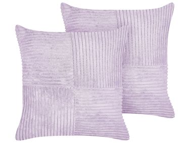 Set van 2 sierkussens MILLET Corduroy 43 x 43 cm Paars geometrisch patroon