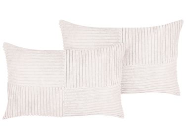 Set van 2 sierkussens MILLET Corduroy 30 x 50 cm Gebroken wit geometrisch patroon