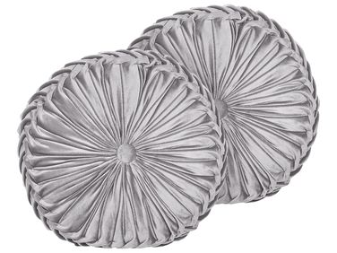 Set of 2 Decorative Cushions UDALA Velvet 40 x 40 cm Grey Solid