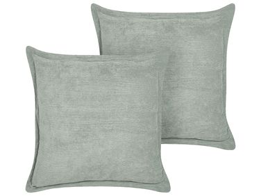 Set van 2 sierkussens ZINNIA Corduroy 43 x 43 cm Lichtgroen effen