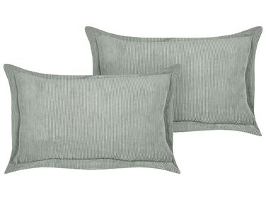 Set van 2 sierkussens ZINNIA Corduroy 47 x 27 cm Lichtgroen effen