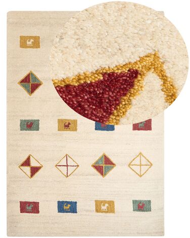 Vloerkleed MISINLI Beige 160 x 230 cm Wol Gabbeh