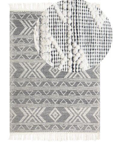 Vloerkleed PAZAR Zwart/wit 160 x 230 cm Wol