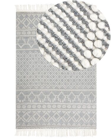 Vloerkleed SOLHAN Grijs Beige 160 x 230 cm Wol