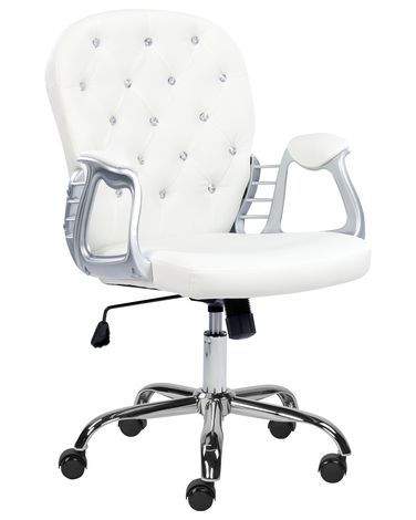 Desk Chair PRINCESS Faux Leather White