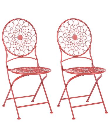 Set of 2 Garden Chairs SCARIO Metal Red