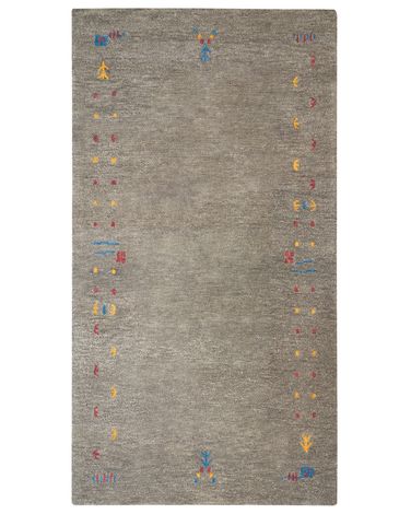 Vloerkleed SEYMEN Grijs 80 x 150 cm Wol Gabbeh