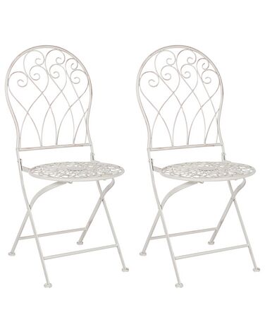 Set of 2 Garden Chairs STIFFE Metal White