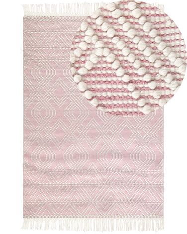 Vloerkleed ADANA Pastelroze 160 x 230 cm Wol