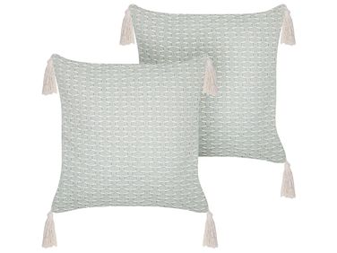 Set van 2 sierkussens HAKONE 42 x 42 cm Mintgroen geometrisch patroon