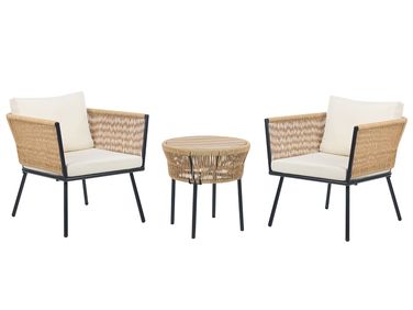 Bistroset met kussens GARGANO PE rotan Natuurlijk