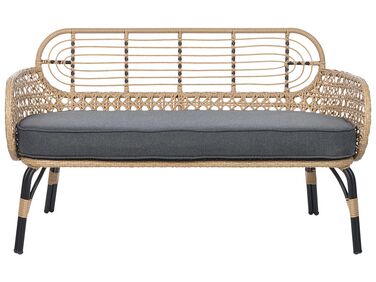 Tuinbank met zitkussen PRATELLO 122 cm PE rotan Natuurlijk