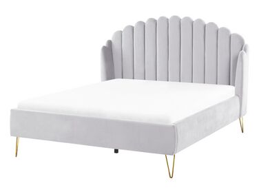 Bed Velvet AMBILLOU 140 x 200 cm (EU Double) Light Grey