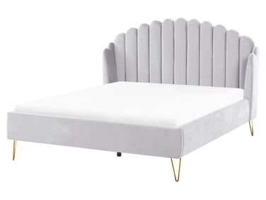 Bed Velvet AMBILLOU 160 x 200 cm (EU King Size) Light Grey