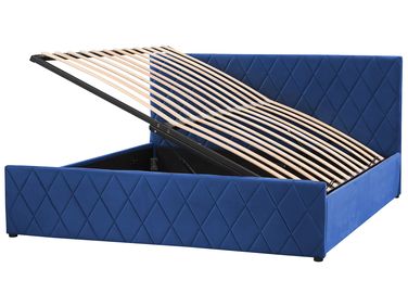 Ottoman Bed Velvet ROCHEFORT 180 x 200 cm (EU Super King) Navy Blue