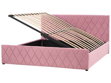 Ottoman Bed Velvet ROCHEFORT 180 x 200 cm (EU Super King) Pink