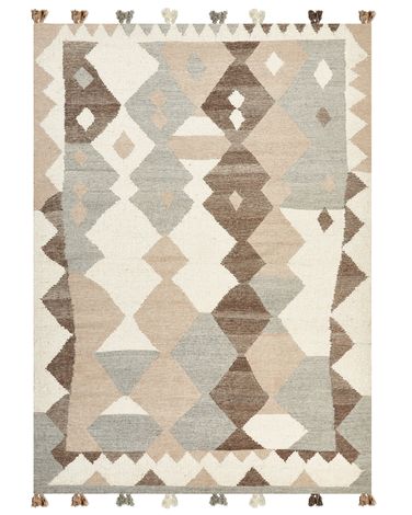 Rug ARALEZ Beige 200 x 300 cm Wool Kilim