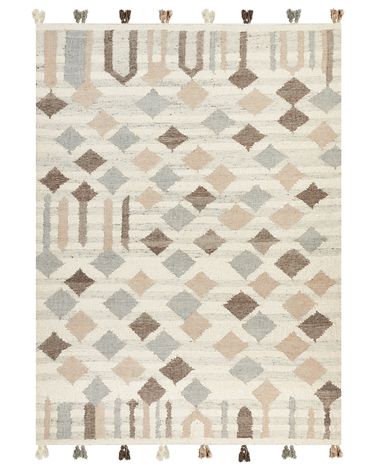 Rug KAGHTSRASHEN Beige 200 x 300 cm Wool Kilim
