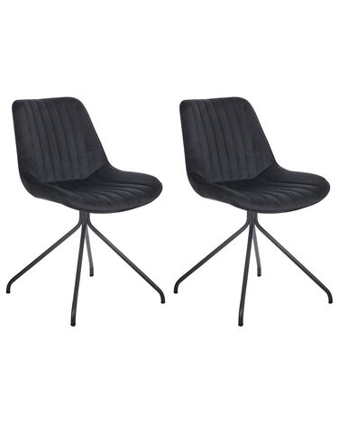 Set of 2 Dining Chairs NAVASOTA Velvet Black