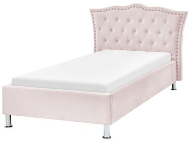 Bed Velvet METZ 90 x 200 cm (EU Single) Pastel Pink