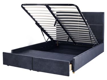 Ottoman Bed Velvet VERNOYES 160 x 200 cm (EU King Size) Black