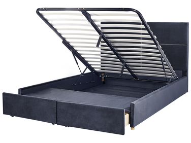 Ottoman Bed Velvet VERNOYES 180 x 200 cm (EU Super King) Black