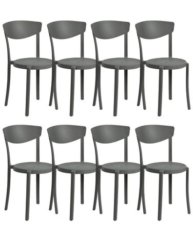 Set of 8 Dining Chairs VIESTE Dark Grey