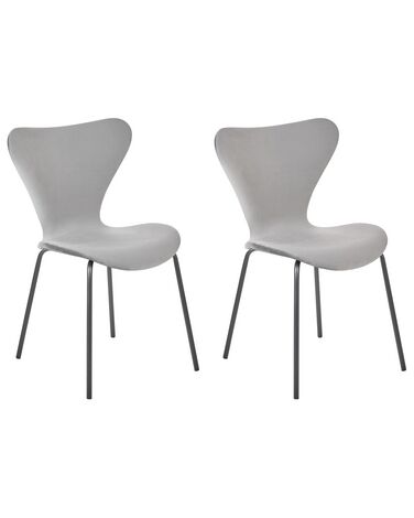 Set of 2 Dining Chairs BOONVILLE Velvet Light Grey