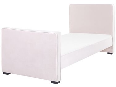 Kids Bed Velvet TEENIE 90 x 200 cm (EU Single) Pastel Pink