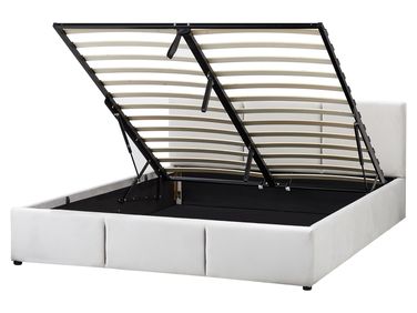 Ottoman Bed Velvet BOUSSE 160 x 200 cm (EU King Size) Light Grey