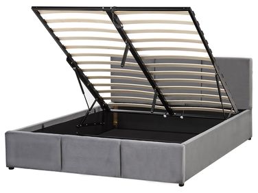 Ottoman Bed Velvet BOUSSE 140 x 200 cm (EU Double) Dark Grey