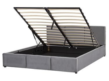 Ottoman Bed Velvet BOUSSE 160 x 200 cm (EU King Size) Dark Grey