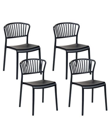 Set of 4 Garden Chairs GELA Black