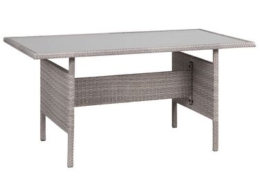 Table de salle à manger de jardin VITERBO 145 cm 80 cm Verre Gris clair