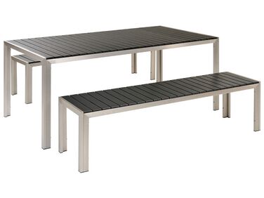 Tuinset met banken 6-zits NARDO Zwart/zilver