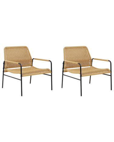 Set van 2 tuinstoelen PRASIMO PE rotan Natuurlijk